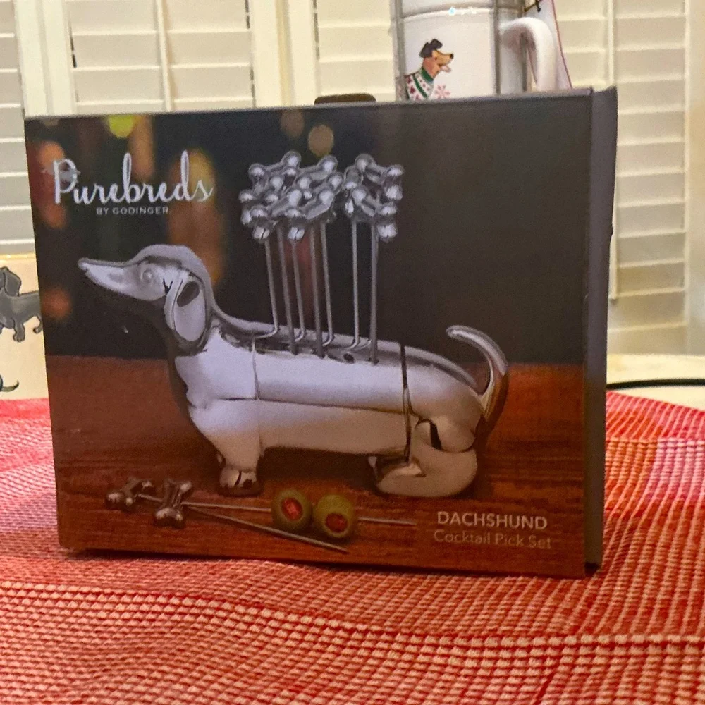 Classic Godinger Dachshund Cocktail Pick and stand Set - Party or decor